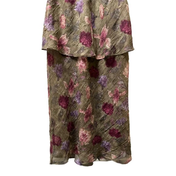 db Collection Formal Green and Burgundy Floral Dress, Size 12, Pre-owned - Picture 4 of 6